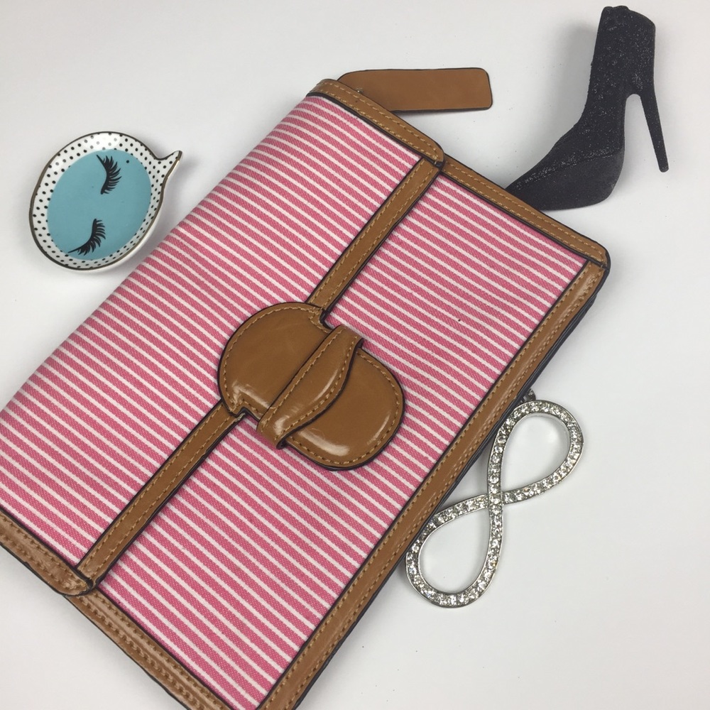 Orange Carmel Red and White Striped Clutch Purse